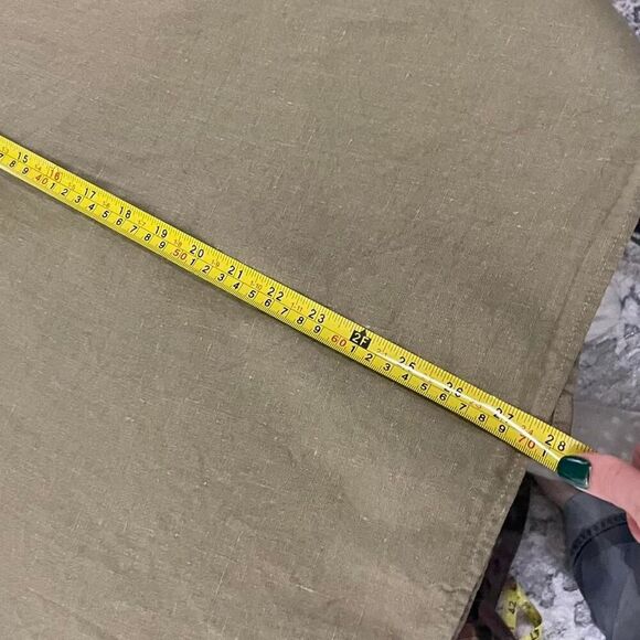 100% Linen Olive Green Long Sleeve Button Up Relaxed Fit Size Small - Picture 8 of 8